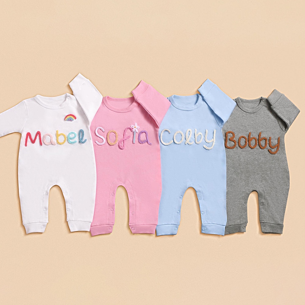 Personalized Hand Embroidered Baby Coming Home Romper | CWBaby337