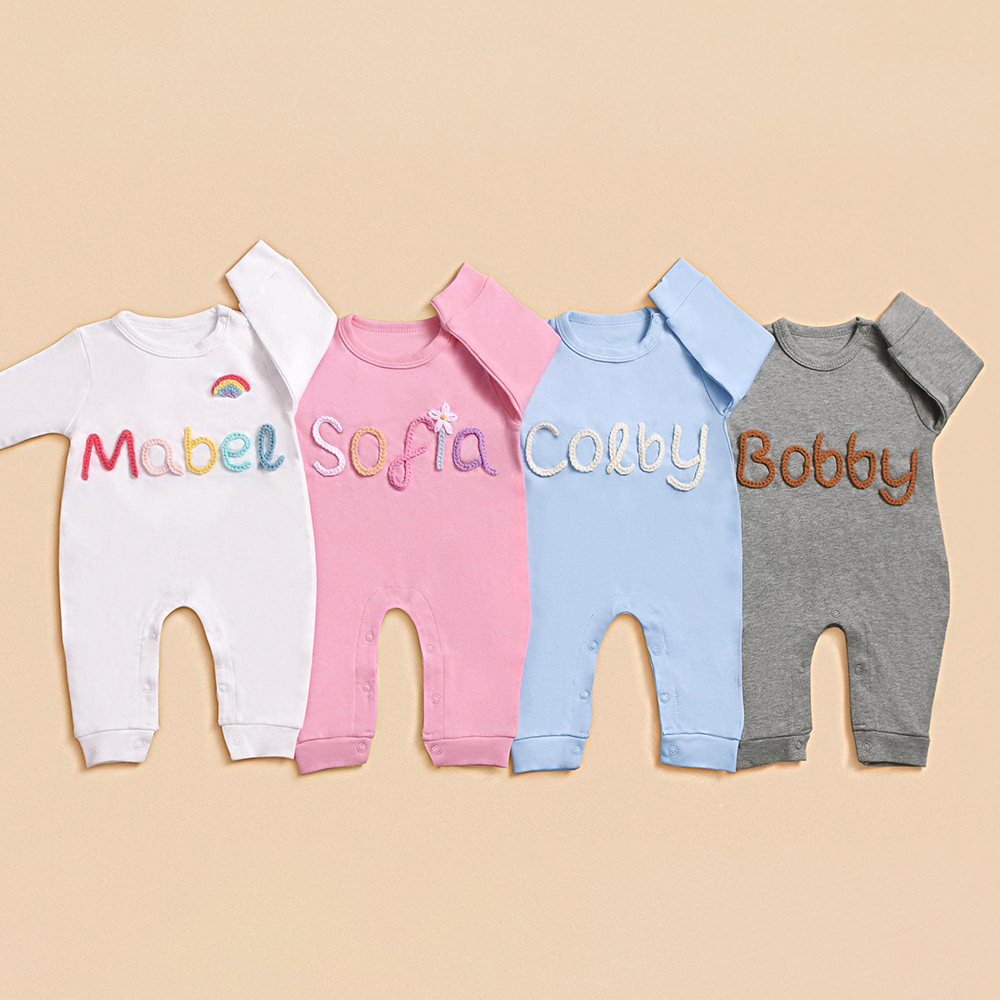 Personalized Hand Embroidered Baby Coming Home Romper | CWBaby337
