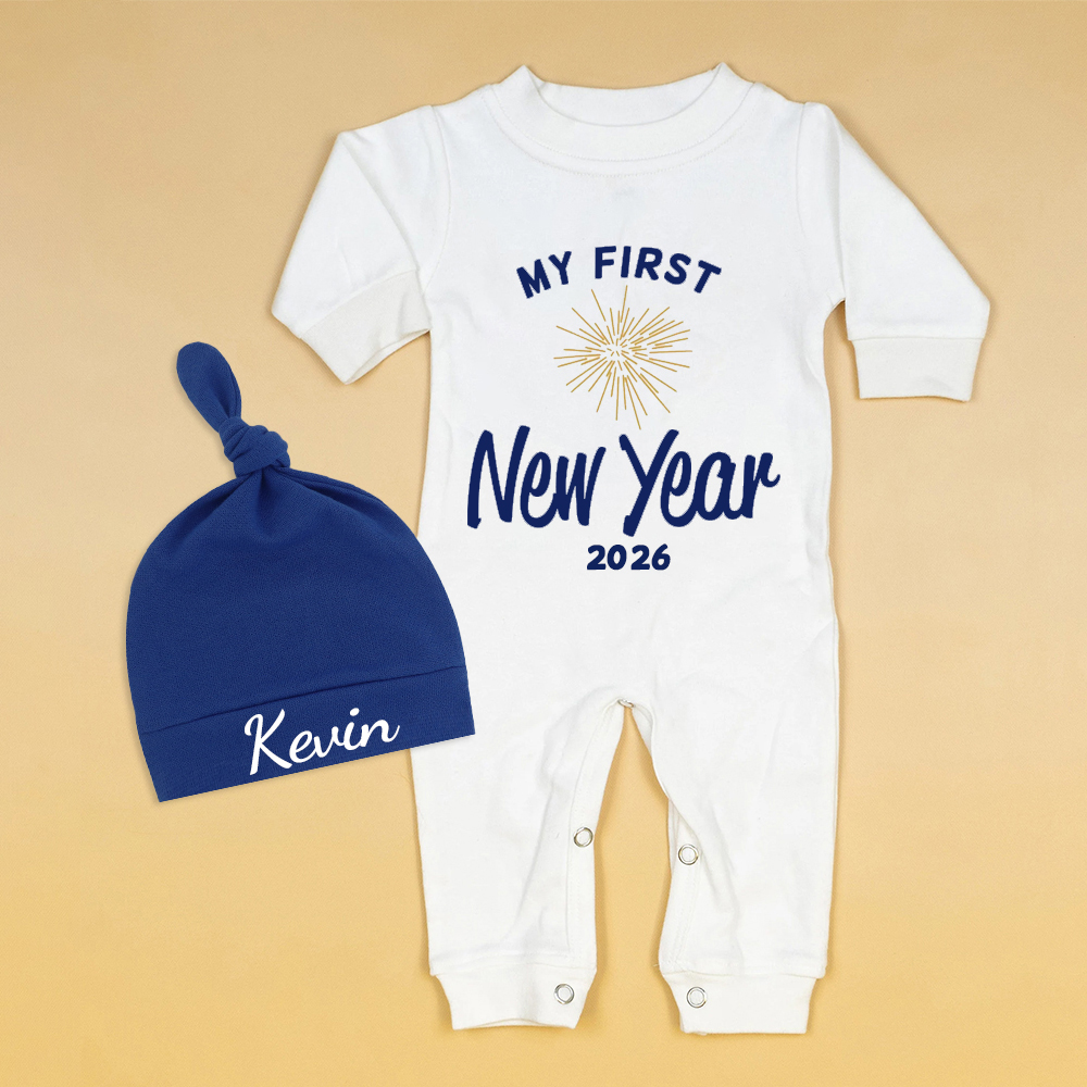 Personalized Baby 1st New Year Romper and Hat Set | CWBaby128