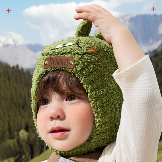 Personalized Leather Patch Adorable Animals Warm Winter Hat | HSKid73