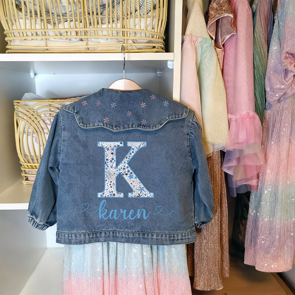 Personalized Monogramed Lovely Bubble Sleeves Denim Jacket | CWBaby341