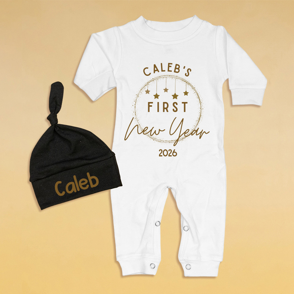 Personalized Baby 1st New Year Romper and Hat Set | CWBaby342