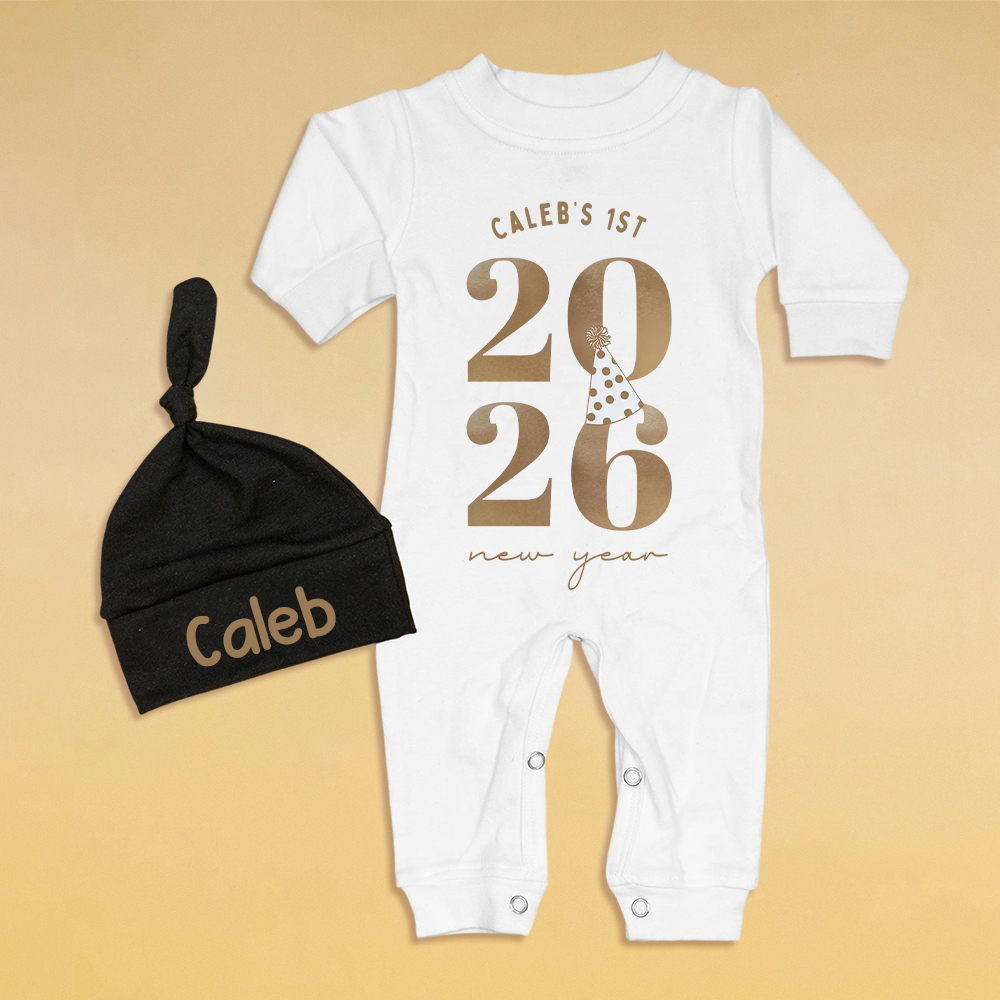 Personalized Baby 1st New Year Romper and Hat Set | CWBaby344