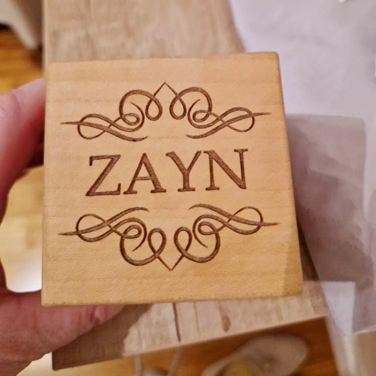 Personalized Baby First Birthday Gift Wooden Block Ornament | CWBaby351