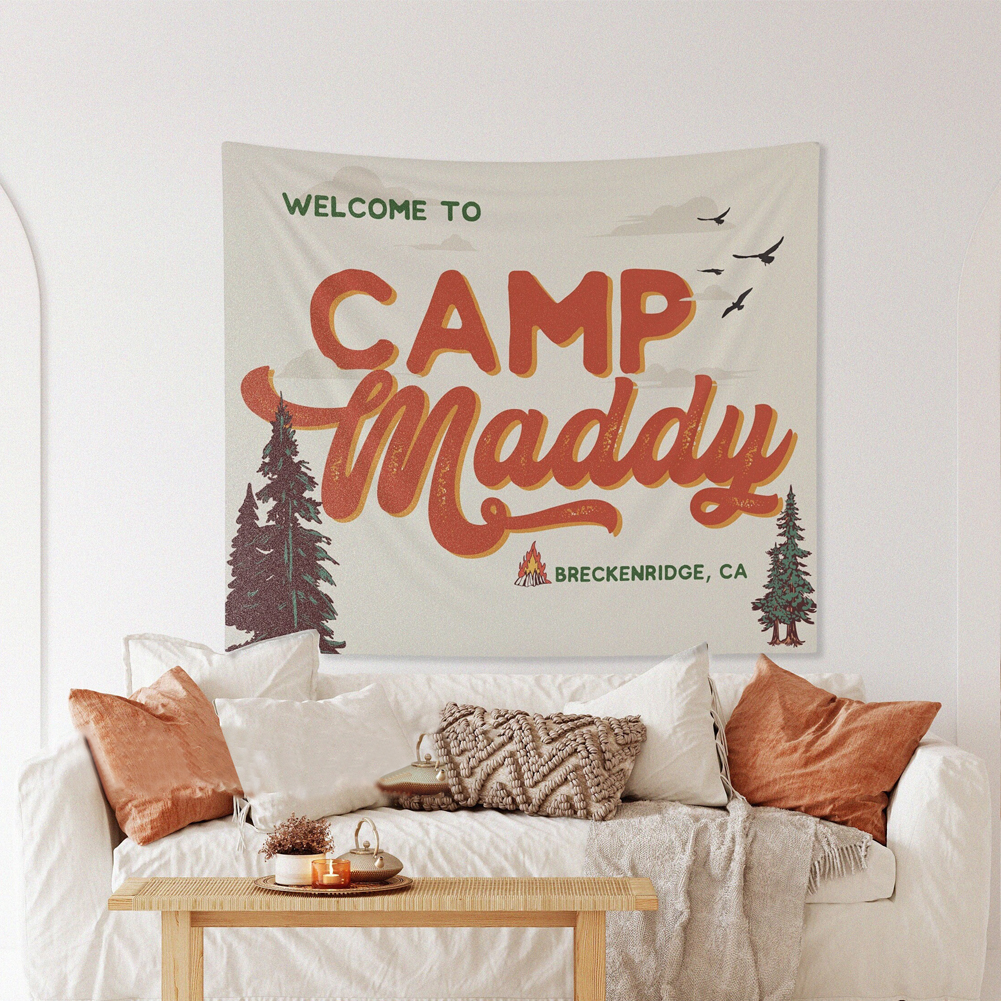 Personalized Camp Bachelorette Banner Tapestry | CWCamp03