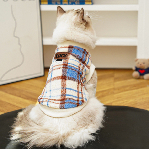 Personalized Leather Patch Pet Winter Warm Polar fleece Vest | BKPet265