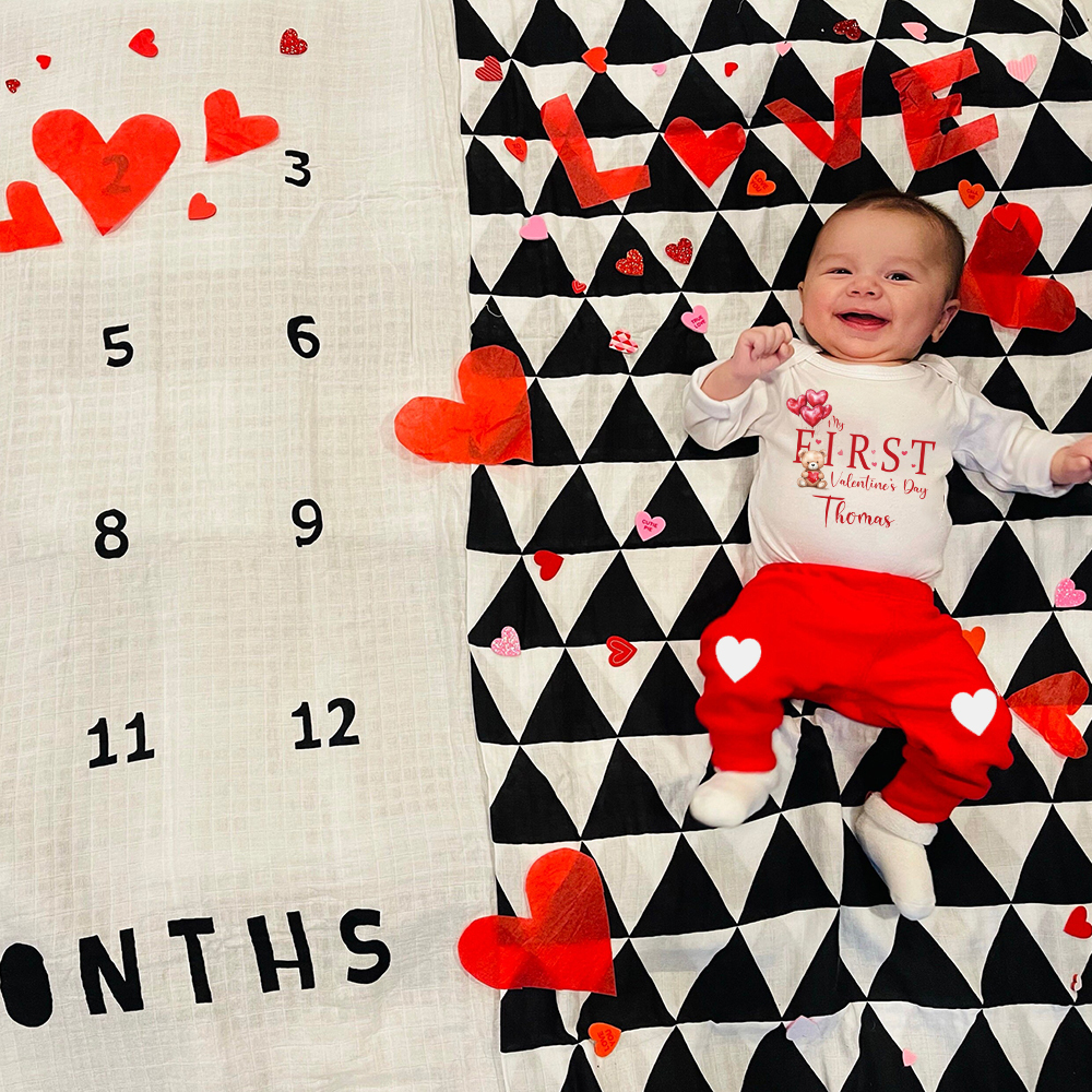 Personalized Baby 1st Valentines Day Outfit Set | CWBaby372