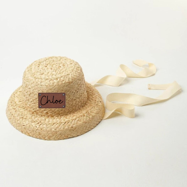 Personalized Summer Leather Patch Straw Hat for Comfort & Unique | CWBeach85