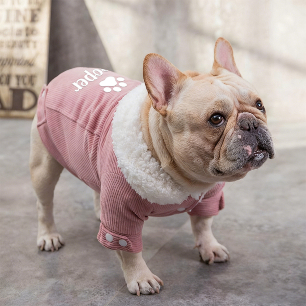 Personalized Pet Winter Warm Corduroy Sherpa Jacket | BKPet290