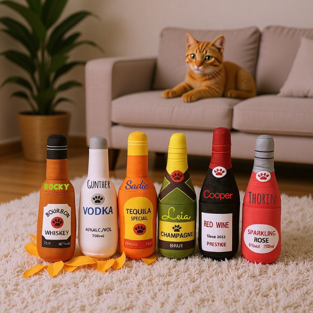 Personalized Pet Durable Wine Bottles Squeaky Toy | BKPet291
