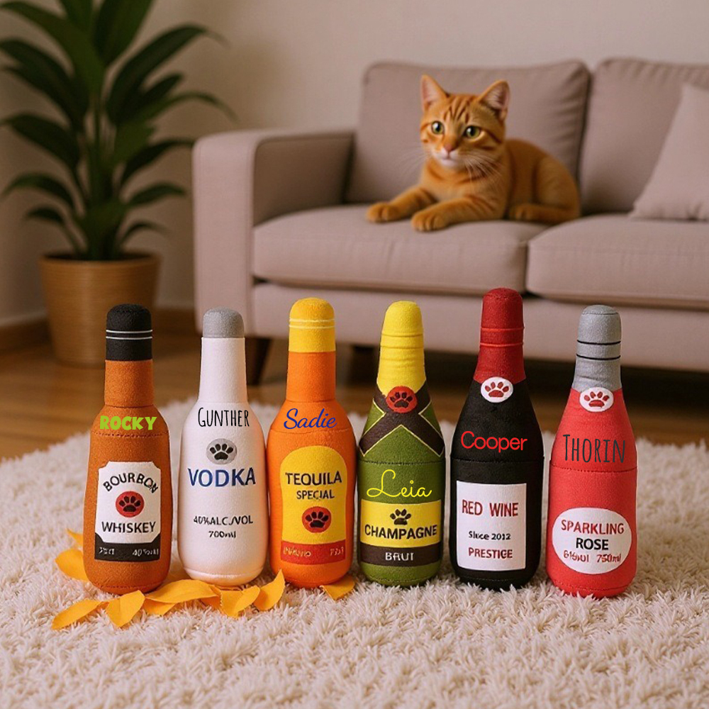 Personalized Pet Durable Wine Bottles Squeaky Toy | BKPet291
