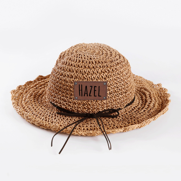 Personalized Bow Leather Patch Straw Hat for Comfort & Unique | CWBeach86