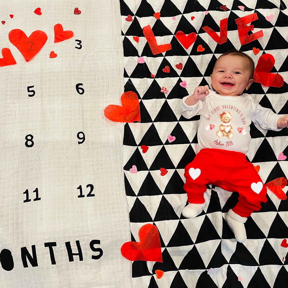 Personalized Baby 1st Valentines Day Outfit Set | ValGift04