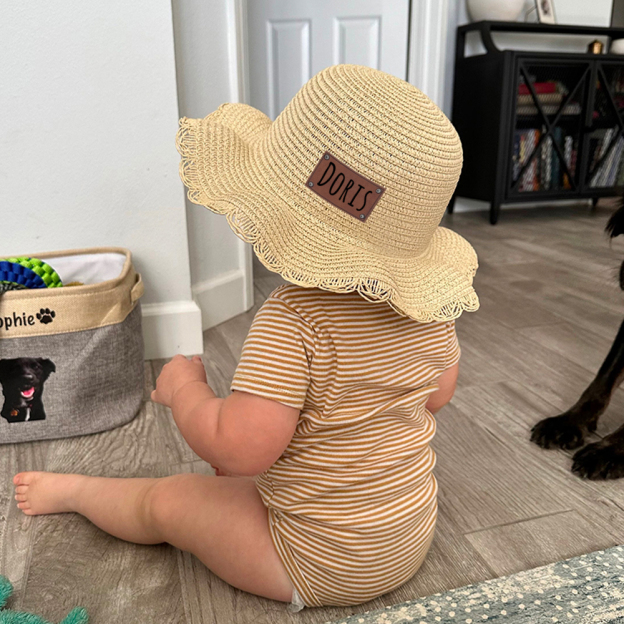 Personalized Lovely Straw Bucket Beach Hats with Matching Purse for Comfort & Unique | CWBeach87