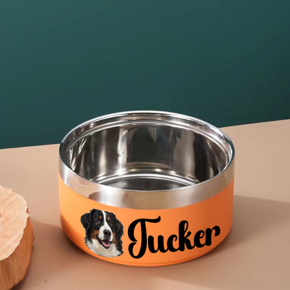 Personalized Stainless Steel Funny Pet Face with Name Food Bowl | BKPet306