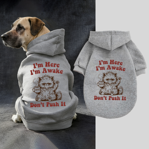 I'M HERE I'M AWAKE DON'T PUSH IT Puppy Hoodie | BKPet328