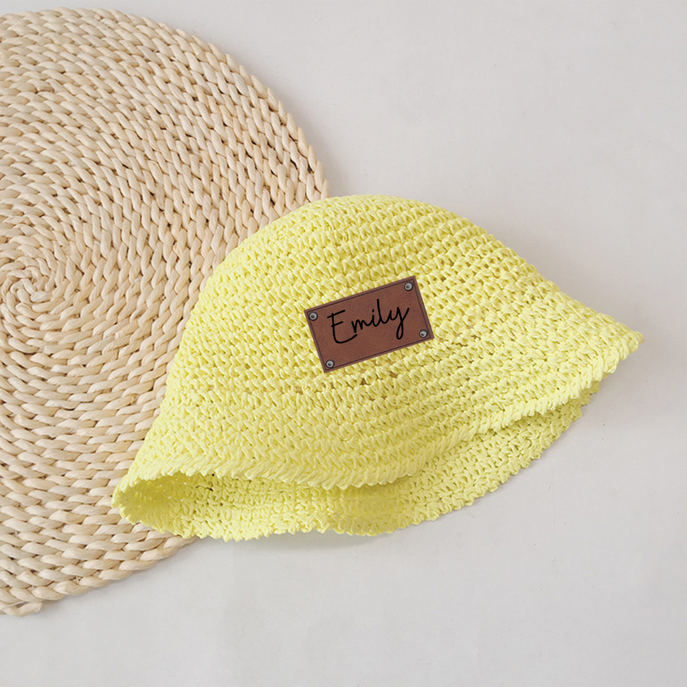 Personalized Colorful Leather Patch Straw Hat for Comfort & Unique | CWBeach86