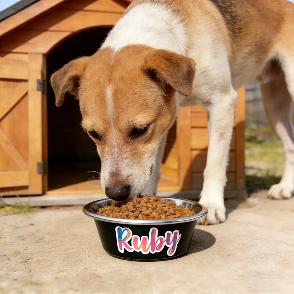 Personalized Pet Stainless Steel Anti-slip Food Bowl | BKPet368