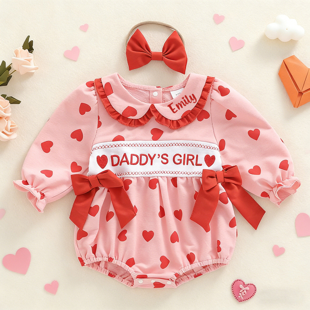 Personalized Baby Girl Valentine's Day Lovely Outfit | ValGift13