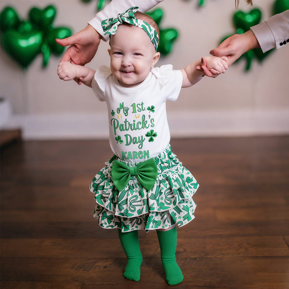 Personalized Baby Girl First St. Patrick's Day Outfit Set | CWBaby394