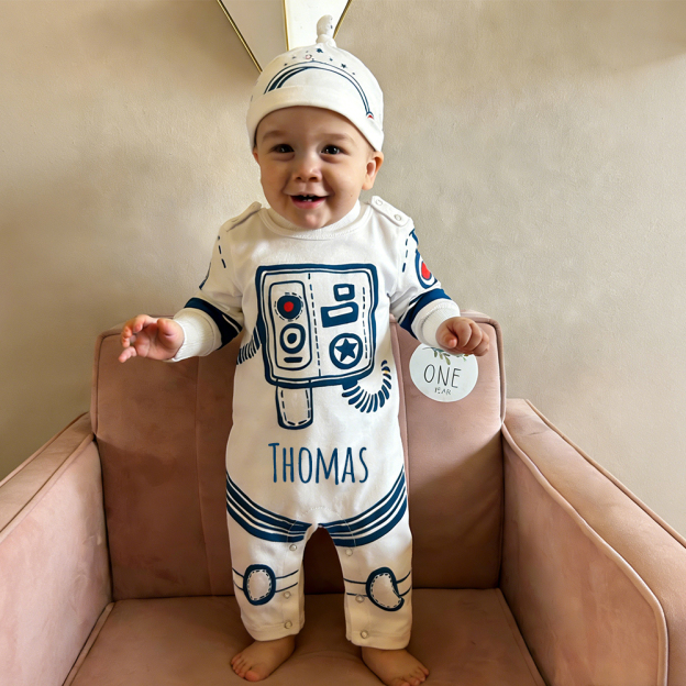 Personalized Baby Space Suit and Hat Set | CWBaby401