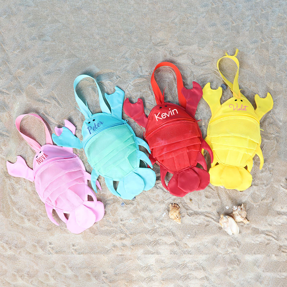 Personalized Lovely Lobster Seashell Zipper Mesh Beach Bag | CWBeach94