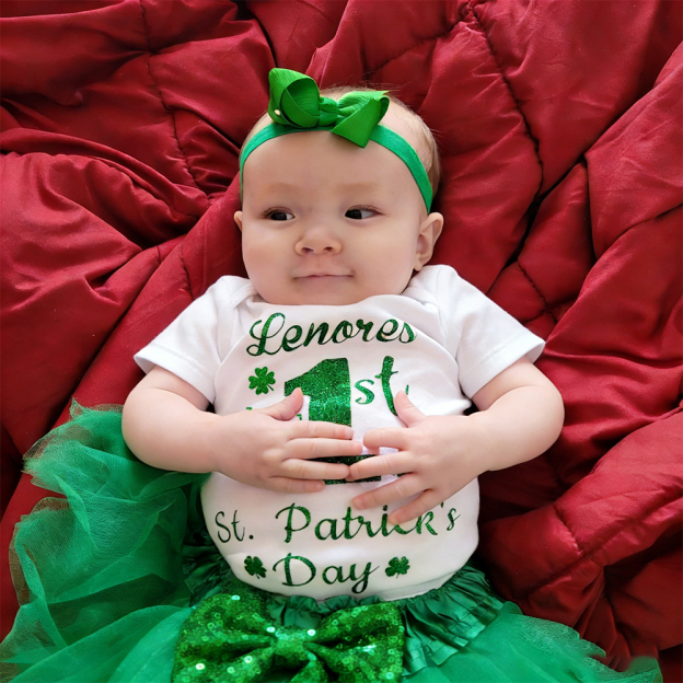 Personalized Baby Girl First St. Patrick's Day Outfit Set | CWBaby402