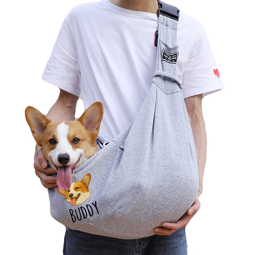 Personalized Pet Portraits Photo Hands Free Sling Carrier | BKPet390