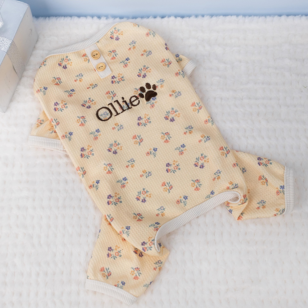 Personalized Embroidery Pet Cozy Cotton Sleepwear Pajamas | BKPet397