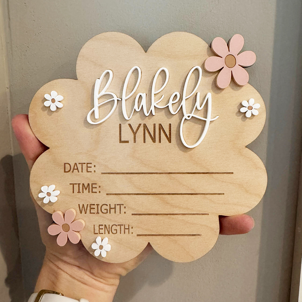 Personalized Wooden Baby Birth Announcement Plaques | CWBaby417