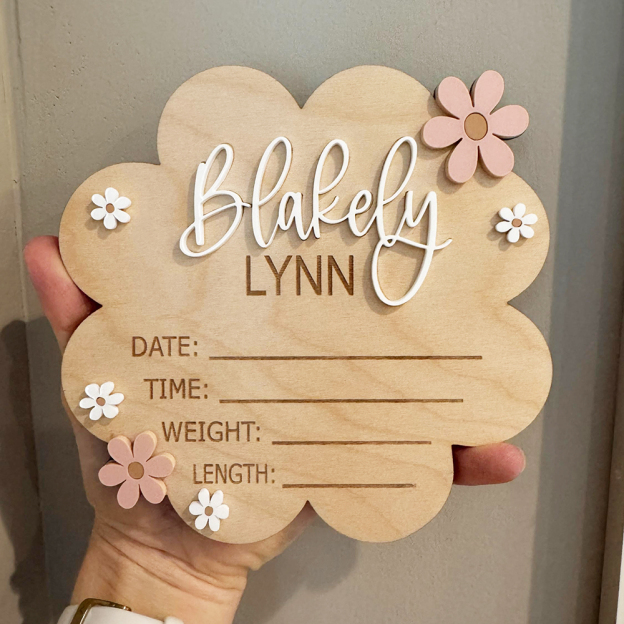 Personalized Wooden Baby Birth Announcement Plaques | CWBaby417
