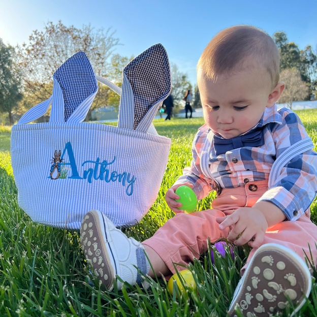 Personalized Embroidered Easter Bunny Basket | CWEaster85
