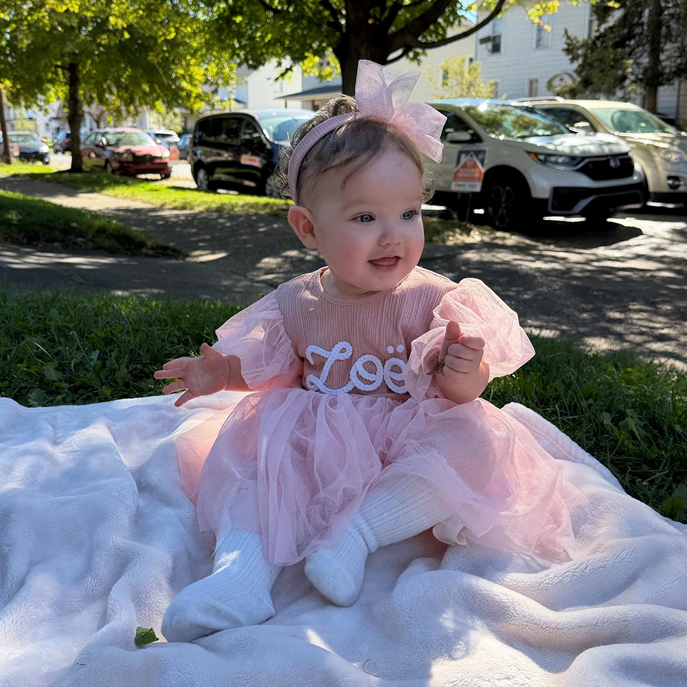 Personalized Hand Embroidered Baby Girl Tutu Dress | CWBaby428