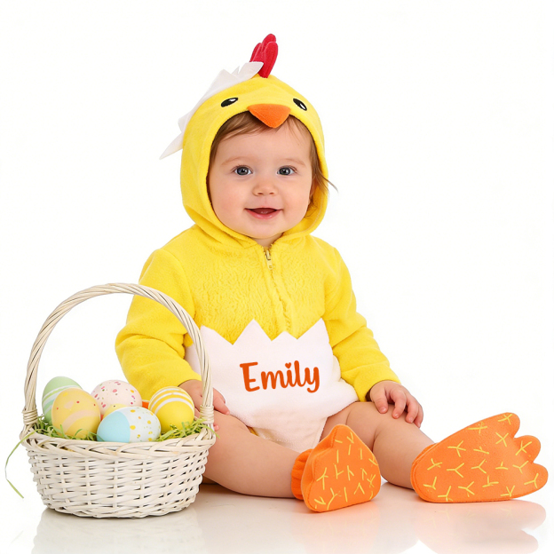 Personalized Easter Chicks Hatching Egg Romper with Shose | CWBaby433
