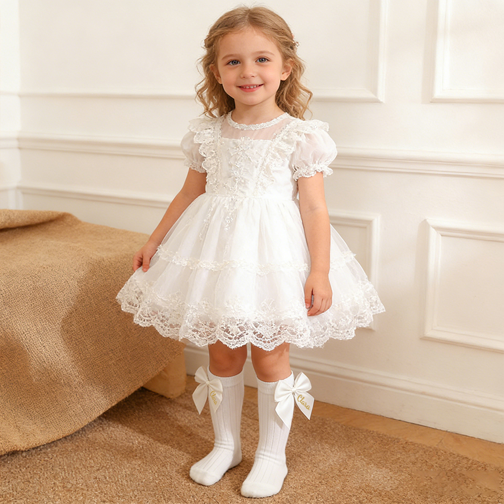 Personalized Baby Girl Satin Bow Socks | CWBaby434