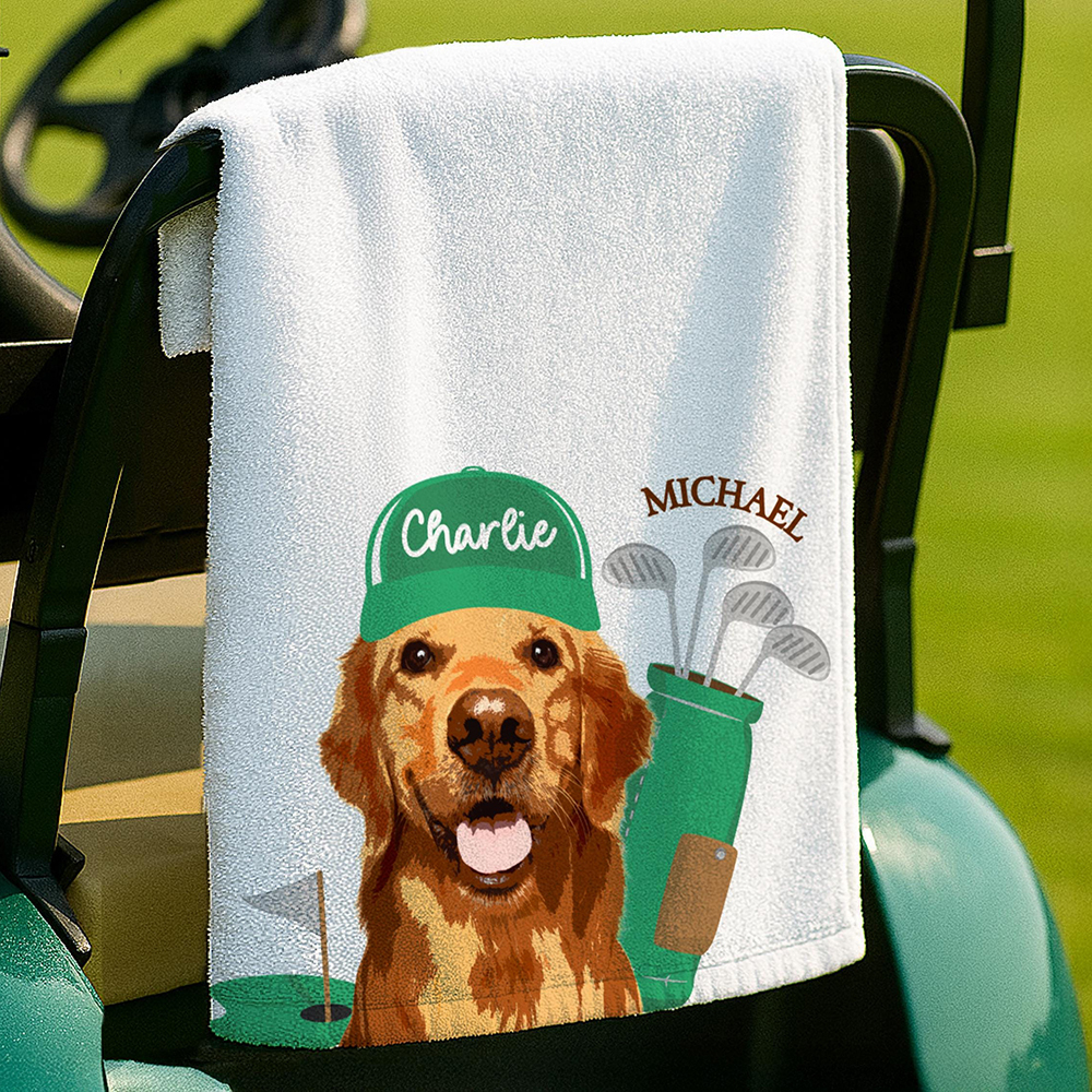 Personalized Pet Portrait Golf Towel For Golf Lover | CWGift36