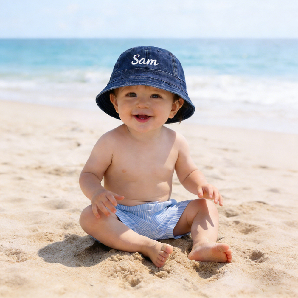 Personalized Embroidery Kid Denim Bucket Hat | CWBeach216