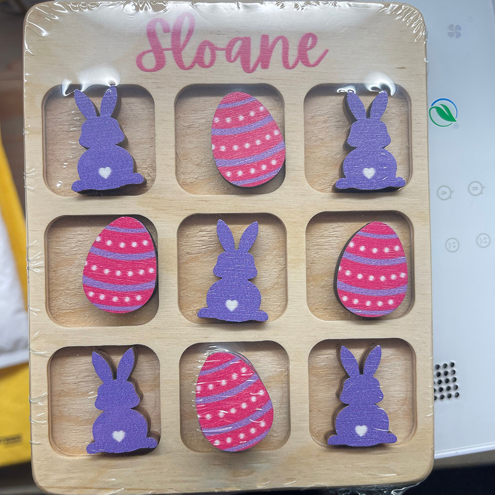 Personalized Kid Wooden Easter Gift Tic Tac Toe | CWEaster94