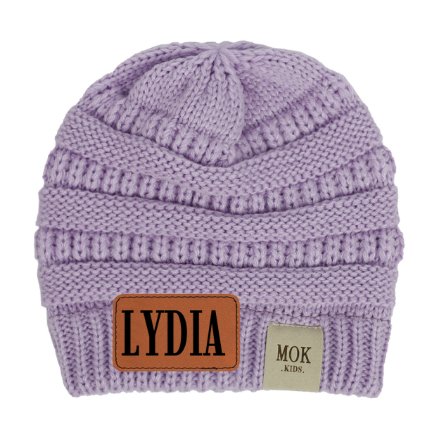 Personalized Leather Patch Kid Beanie for Comfort & Unique | HSKid29