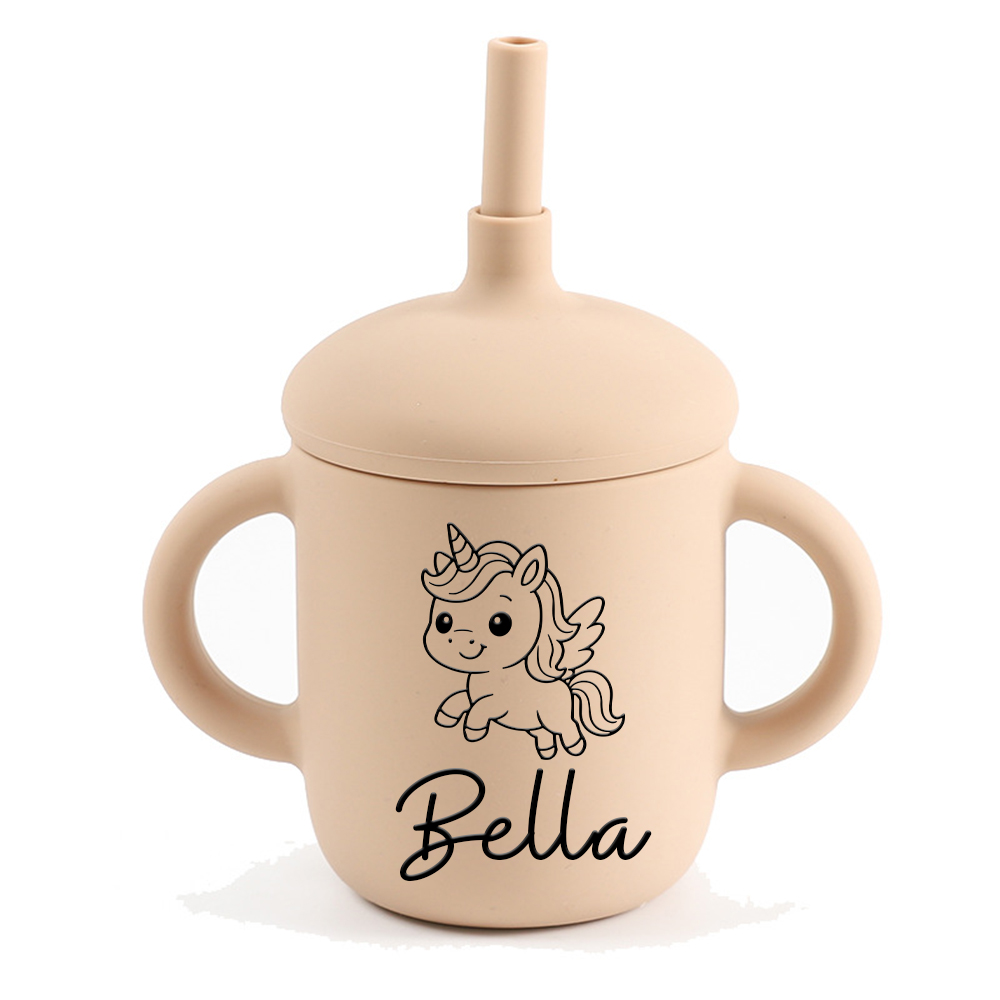 Personalised Baby Food Grade Sippy Silicone Cup | CWBaby443