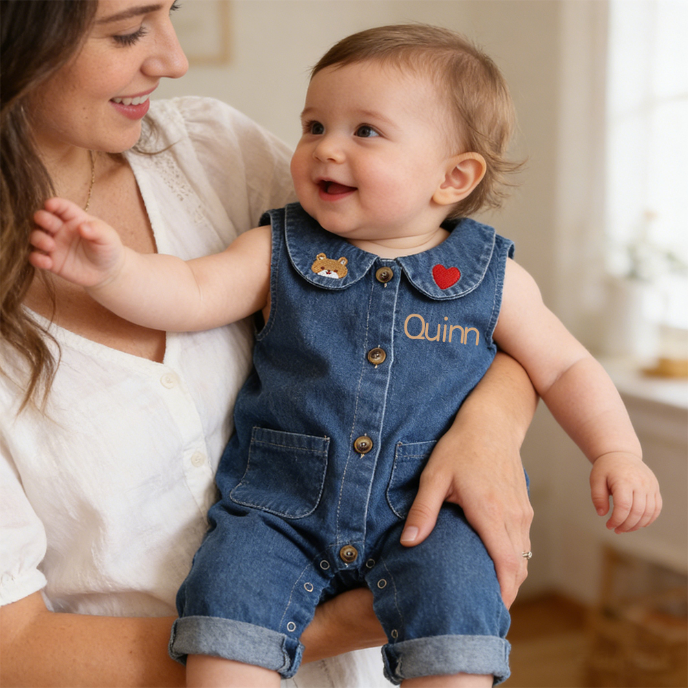 Personalized Baby Lovely Cozy Denim Overalls | CWBaby455
