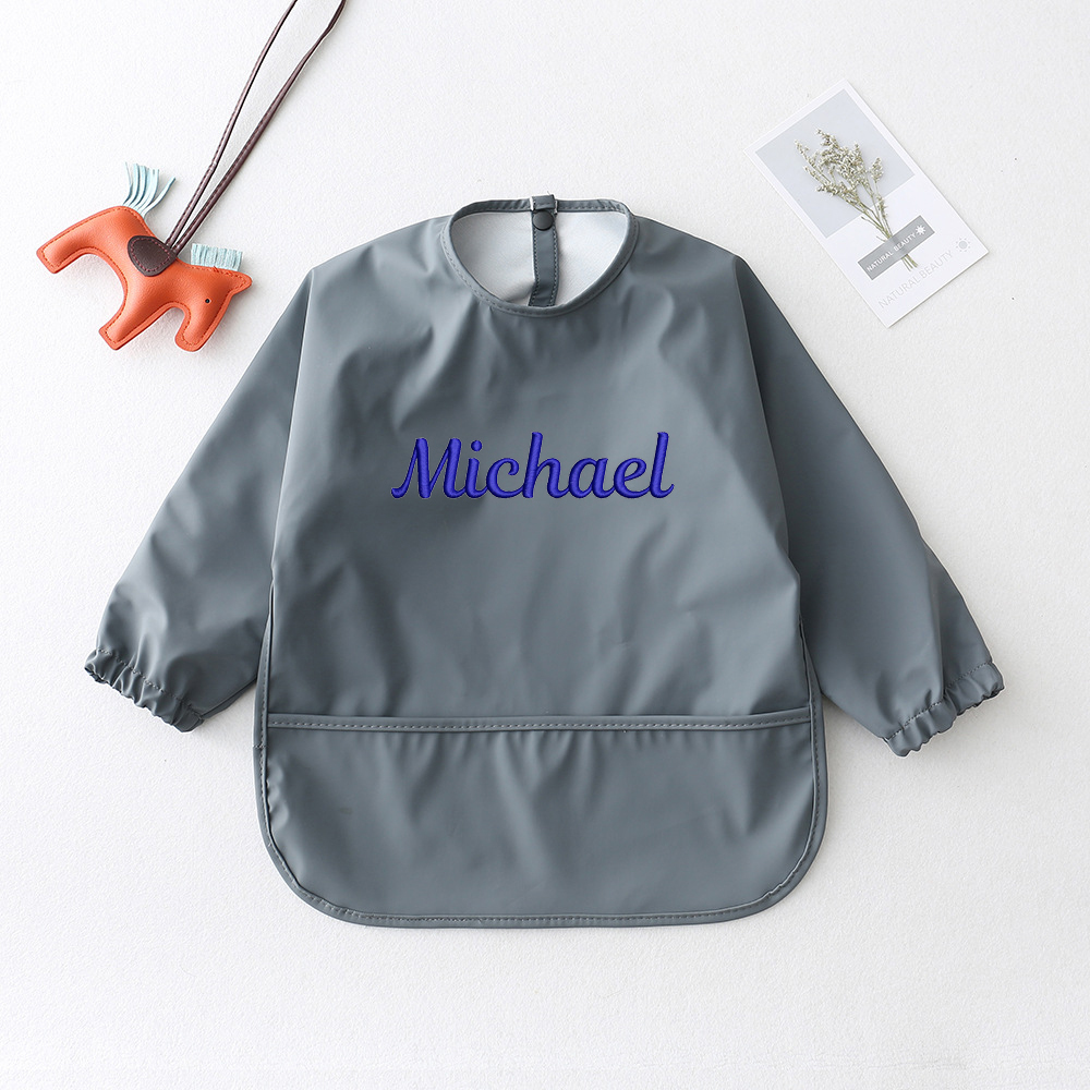 Personalised Baby Long Sleeve Waterproof Color Bib  | CWBaby61