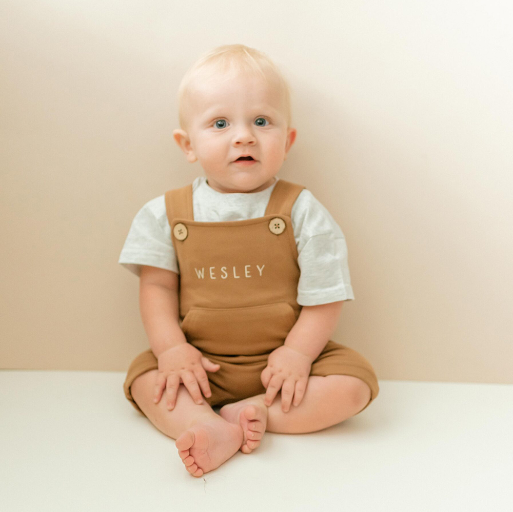 Personalized Embroidery Baby Suspenders Jumpsuit | CWBaby460