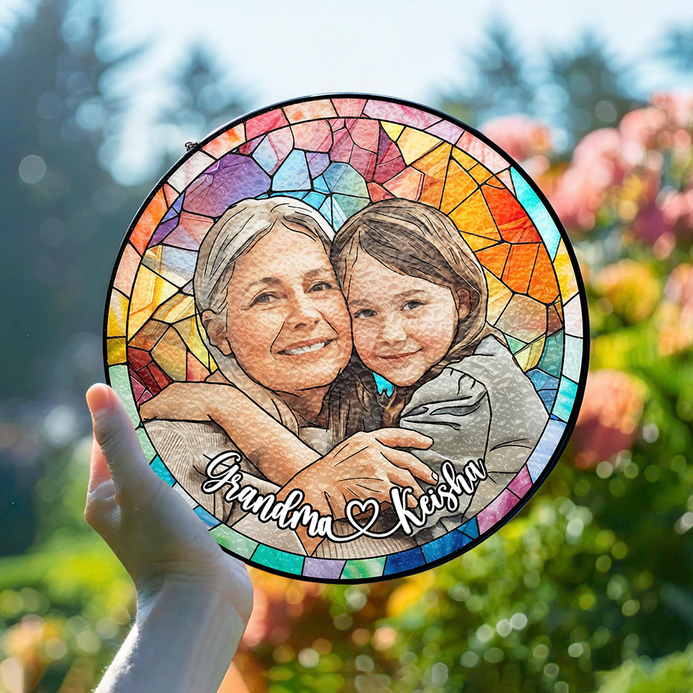 Personalized Mother's Day Memorial Portrait Stained Suncatcher | CWGift43