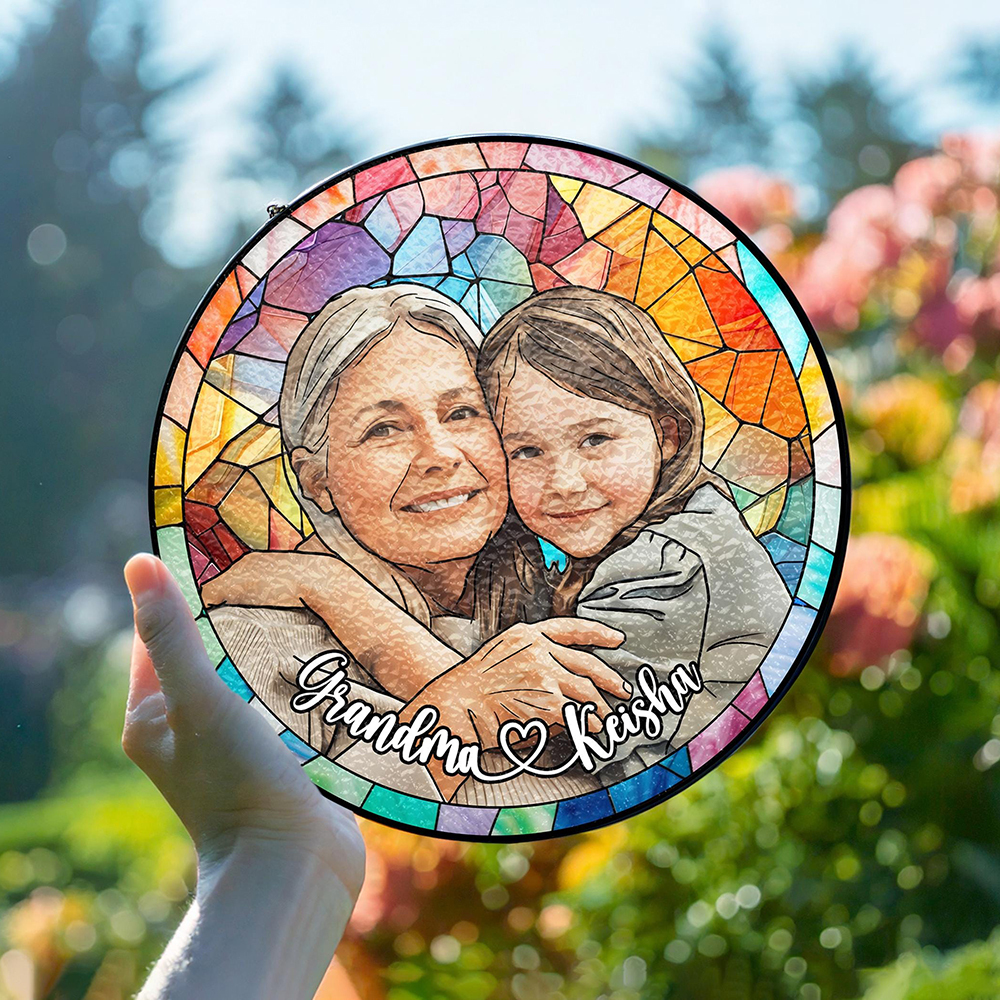 Personalized Mother's Day Memorial Portrait Stained Suncatcher | CWGift43