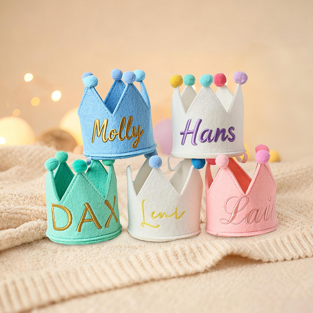 Personalized Embroidered Pet Felt Birthday Crown | BKPet443