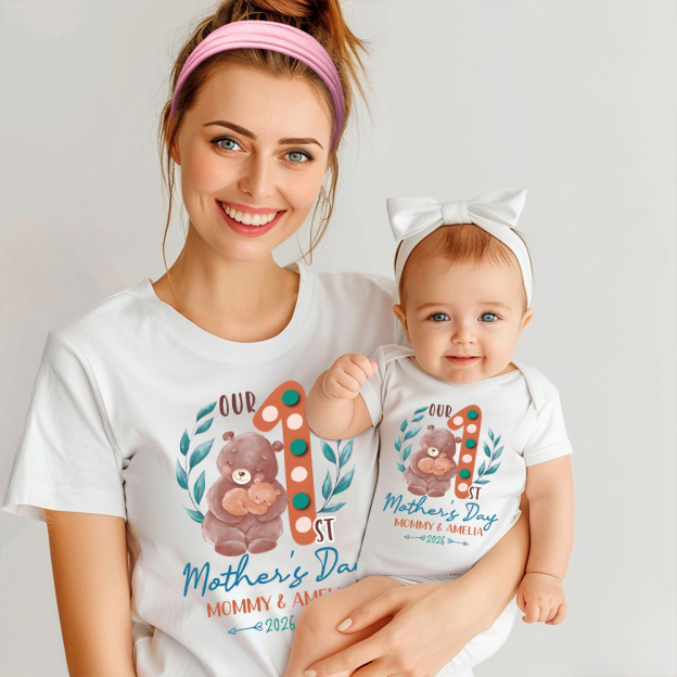 Personalized First Mother's Day Mommy and Baby Outfit | CWFamily136