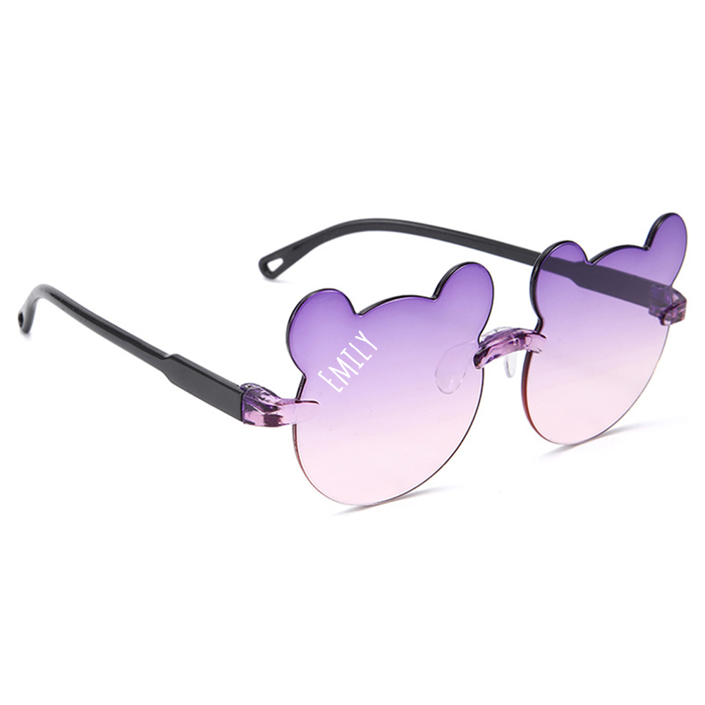 Personalized Bear Outline Rimless Sunglasse For Kids | CWBeach101