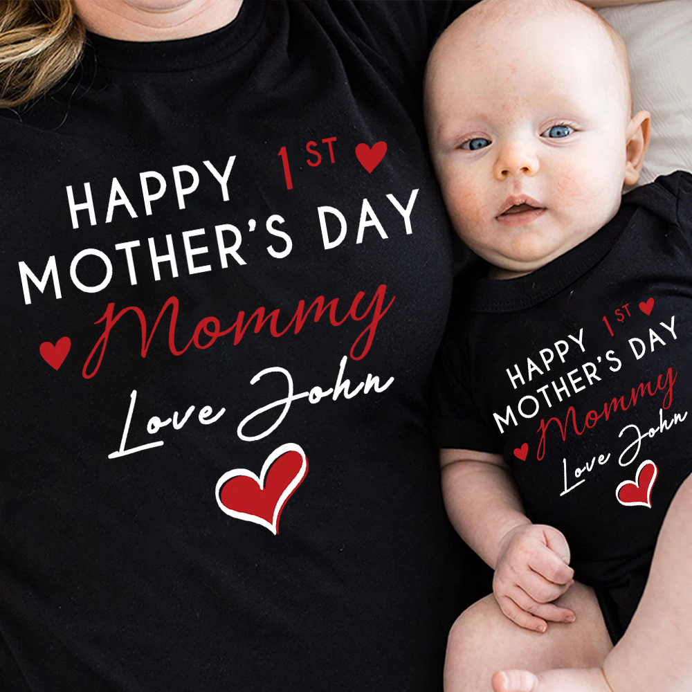 Personalized First Mother's Day Mommy and Baby Outfit | CWFamily140