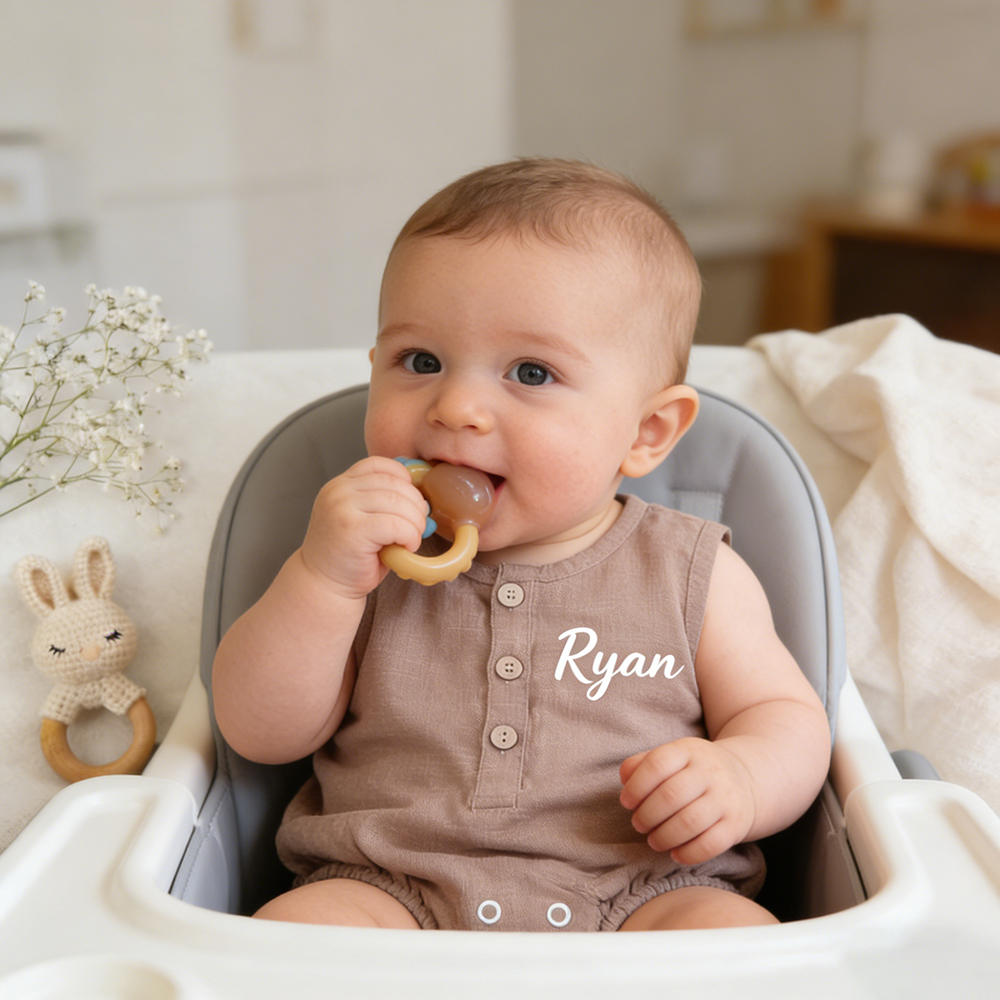 Personalized Baby Organic Linen Soft Romper | CWBaby477